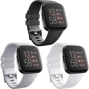 [3 Pack] Soft TPU Bands Compatible with Fitbit Versa 2/Fitbit Versa/Versa